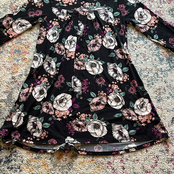 Everly Floral Flowers Long Sleeve Dress Stretch Womens Large - Picture 8 of 10